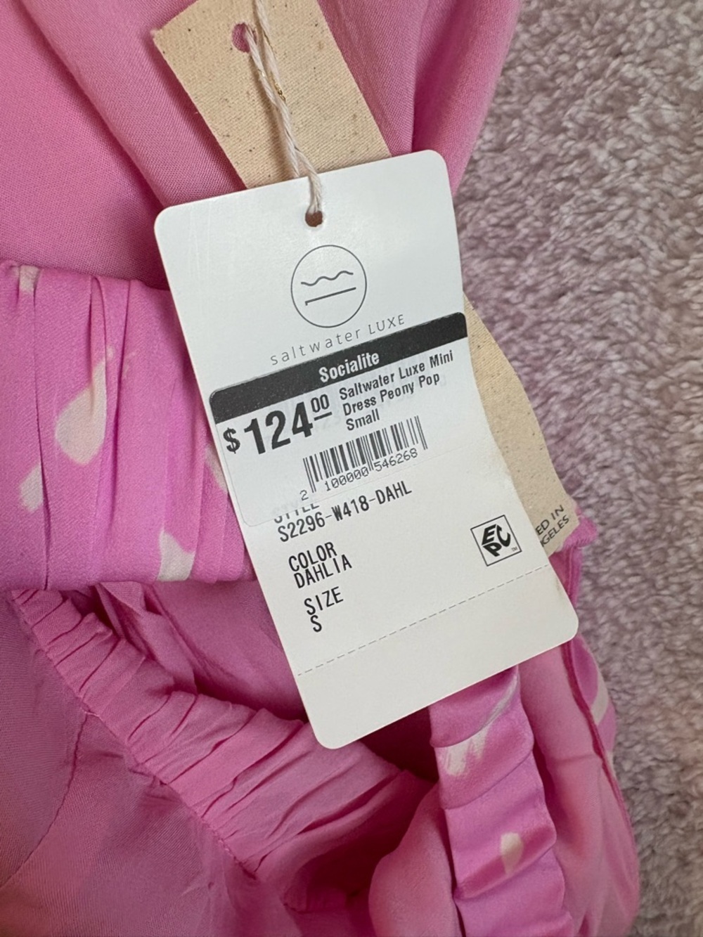 Saltwater Luxe Peony Pop Mini Dress Dahlia Pink Size Small NWT - Picture 8 of 14